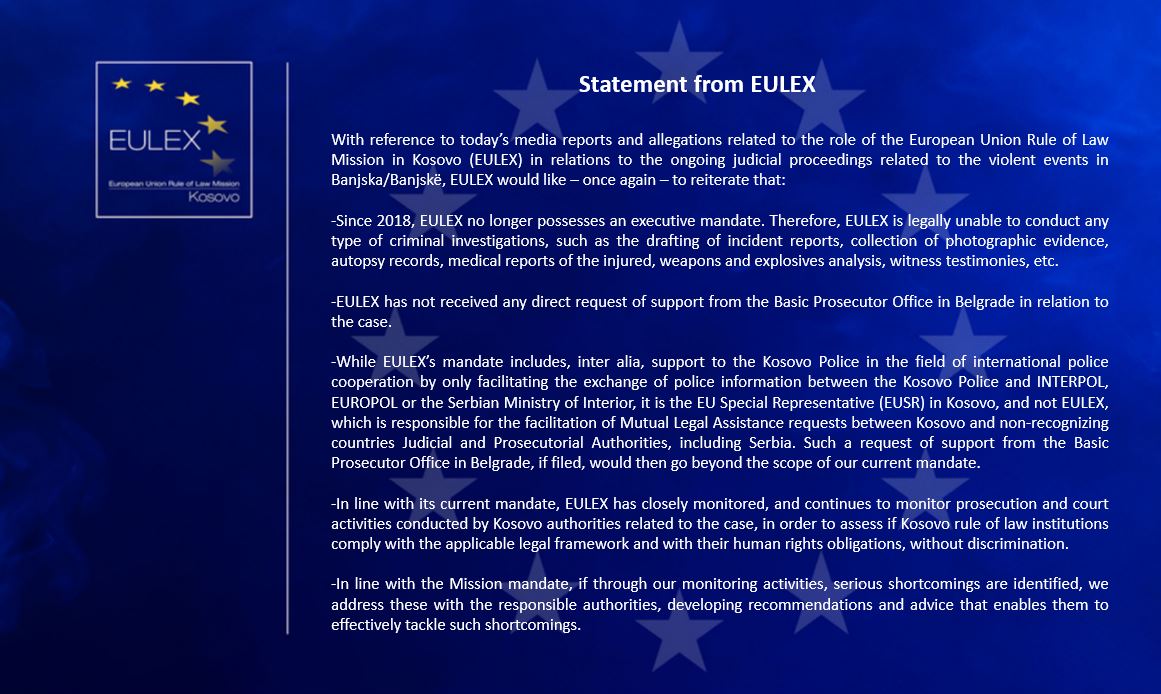 Statement from EULEX