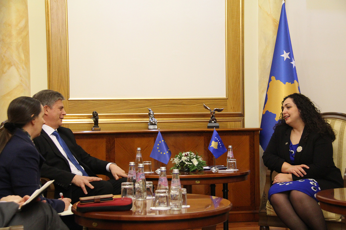 EULEX Head Lars-Gunnar Wigemark holds introductory meeting with Kosovo Assembly Speaker Vjosa Osmani